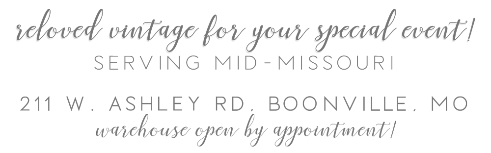 serving missouri for wedding and event rentals. boonville, mo, open by appointment.